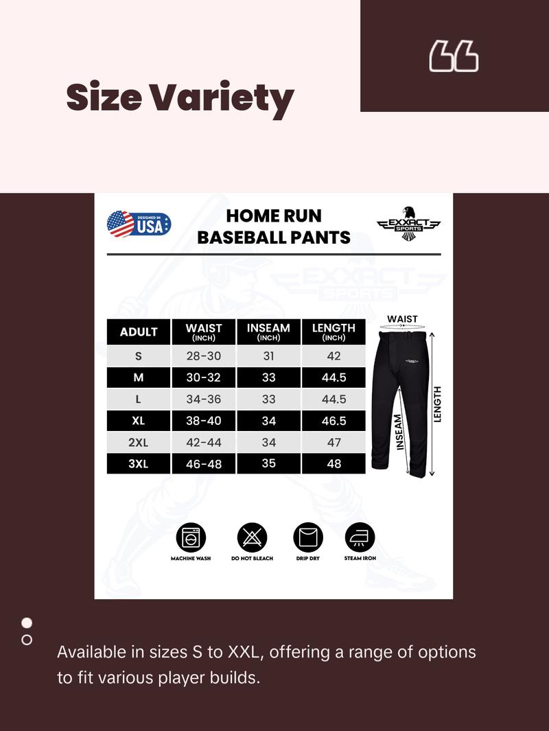 Exxact Sports Home Run Men's Baseball Pants without Piping - Full-Length, Semi-Relaxed Fit, Open-Bottom Adult Baseball Pants - (Grey)