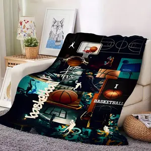 Ultra-Soft Flannel Throw Blanket with Vibrant Basketball Design - Perfect for All Seasons, Cozy Naps & Gifts for Sports Fans