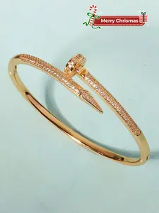 Women's Fashion Bracelet Copper Zirconia Bangle, Elegant Jewelry Bracelet, Open Design Easy Wear, Perfect Holiday Gift for Girlfriend, Christmas Present, Trendy Stack Bangle