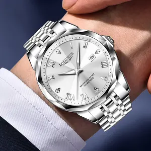 LOEGSINS Men’s Automatic Watch Model 853, Swiss-engineered craftsmanship, case size 40 mm, stainless steel material, sapphire crystal watch face, stainless steel strap, water-resistant luminous hands, suitable for business and social occasions, global qua