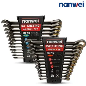 Nanwei 12PCS 72-Teeth Ratcheting Metric and SAE Wrench Set 【Father's Day Gift】