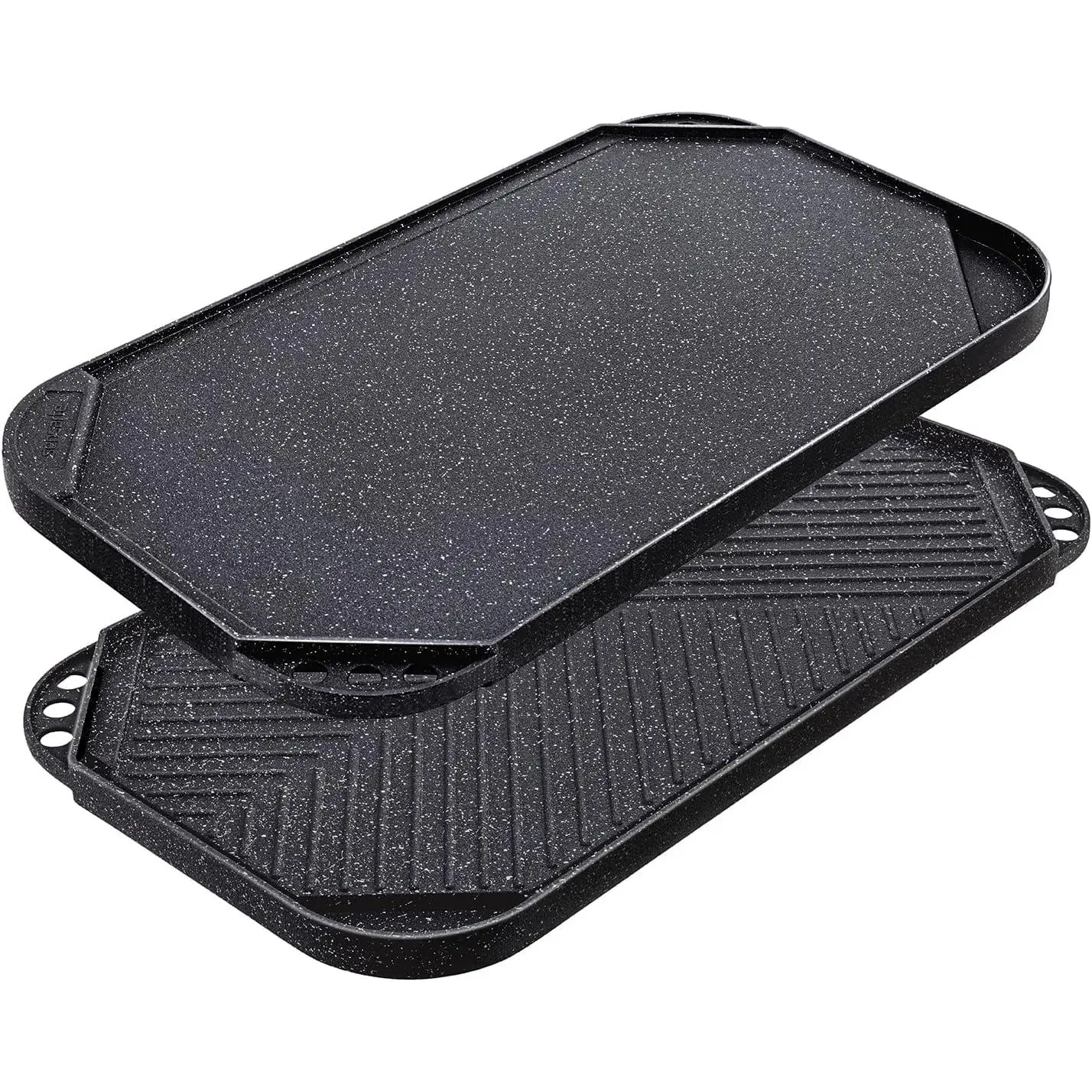 Nonstick Griddle Grill Pan  Pro-Grid Reversible & Two Burner Cast Aluminum Portable for Indoor Stovetop or Outdoor Camping BBQ 19.5" x 10.7"