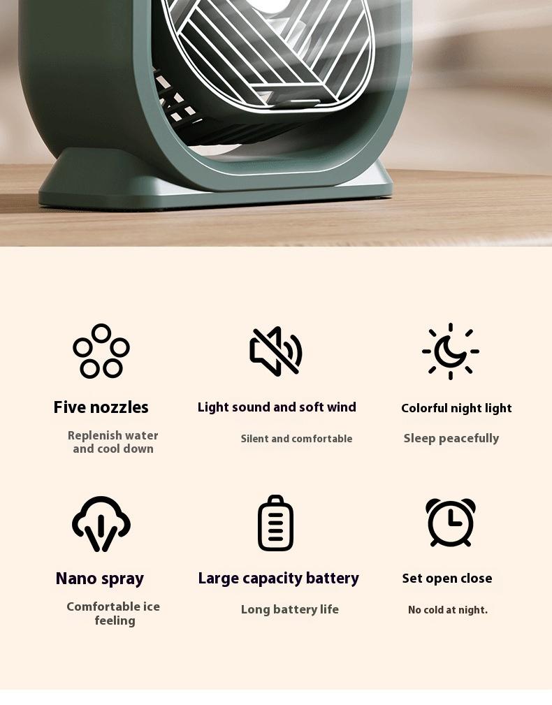 3 In 1 Portable Air Conditioner Evaporative Air Cooler LED Night Lights 3 Speeds Humidifier Fan For Home Office