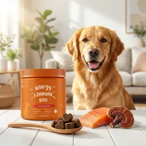 VIPOUR Natural Allergy and Itch Relief Soft Chews for Dogs - Skin & Coat Support & Immune Supplement Itchy Skin Relief & Seasonal Allergy Support - Premium Soft Bites