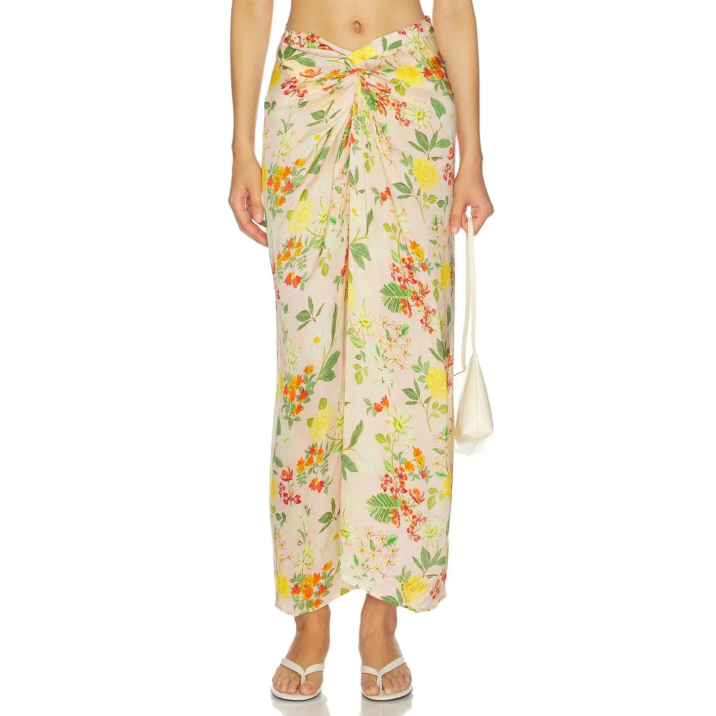 Verandah Hand Draped Floral Skirt in Blush Multi Floral