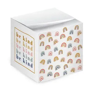 Be Kind Modern Rainbow Sticky Note Cube / 600 Sheets / 2.75" Memo Block Printed on 4 Sides/Different Boho Rainbow Design On Each Side/Made in The USA