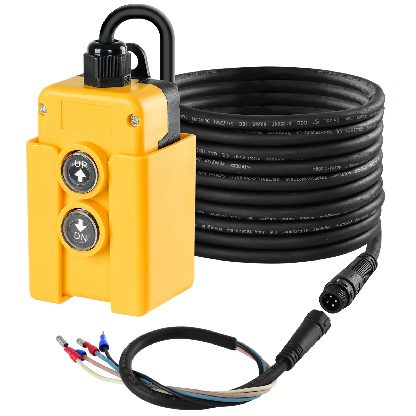 Briidea 12V DC Double Action Hydraulic Pump Remote Control Switch - 4-Wire Hard-Wired 2-Button Pendant Control, ABS Plastic, Compact, for Truck Lift Gate Dump Trailer, Easy to Install Operation, Home Improvement Electrical Accessory