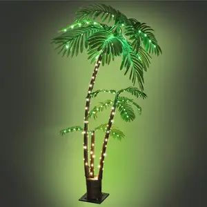Lighted Palm Tree, Christmas Decorations Decor, 3-Trunks Artificial Tree with LED Lights, Light Up LED Artificial Fake Faux Trees Lights, Party Christmas Decoration