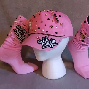 "A Lil Bougie Queen Bee" Pink Junk Hat and Socks Set
