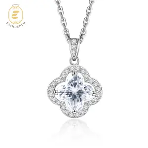 EOM Moissanite 1.1ct Bling Luxury Four-Leaf Clover Pendant Necklace Luck and Love Moissanite Jewelry Engagement Wedding Anniversary Perfect Gifts mothersdaygift