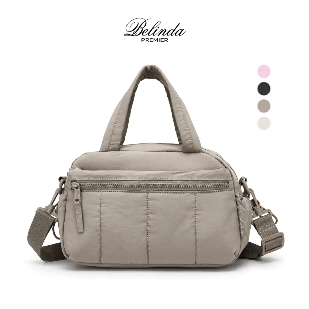 BELINDA Mini Quilted Puffer Duffel Bag, Multi-Pocket Crossbody Shoulder Bag with Adjustable Strap for Gym,Travel, School & Daily Use