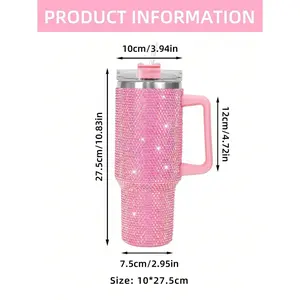 40oz Insulated Tumbler With Handle & Straw Lid, Stainless Steel Water Bottle Travel Car Cup, Double Wall Vacuum, Back To School, Outdoor Sports