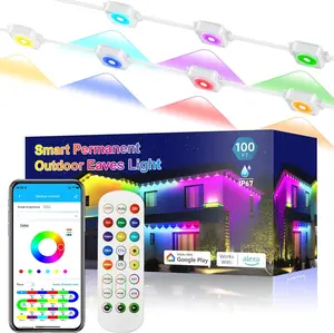 100FT/50FT Permanent Outdoor Lights,RGB Eaves Light with App Control Remote,DIY Scene Modes IP67 Waterproof Under Eave Lighting,Outdoor Lights for Decor,Garden Decor,House,Party,Holiday