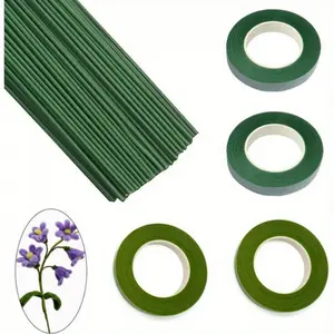 11.8inch Floral tape and 4 rolls of wide green floral tape, suitable for handmade pipe cleaners, wedding bouquets, floral pens, art and crafts