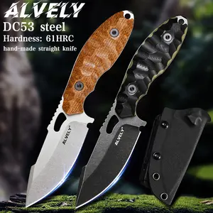 ALVELY DC53 Steel Belt Knife Sheath, Men's EDC Belt Knife, Camping Knife, Fishing Travel Knife! Christmas Gift