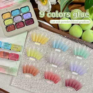 2025 New Nail Art Trend Half Cup Green Pat Glue Gradient Effect Nail Art Gift Nail Salon DIY Nail Art Soak Off Uv Led Stylish Acrylic Nails French Nail Ar9