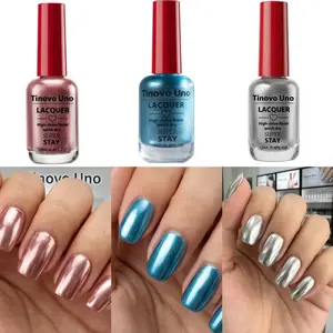 Tinovo Uno 3-piece set of metal nail polish electroplating, mirror effect, no baking natural quick-drying formula, chrome bright surface, nail salon effect