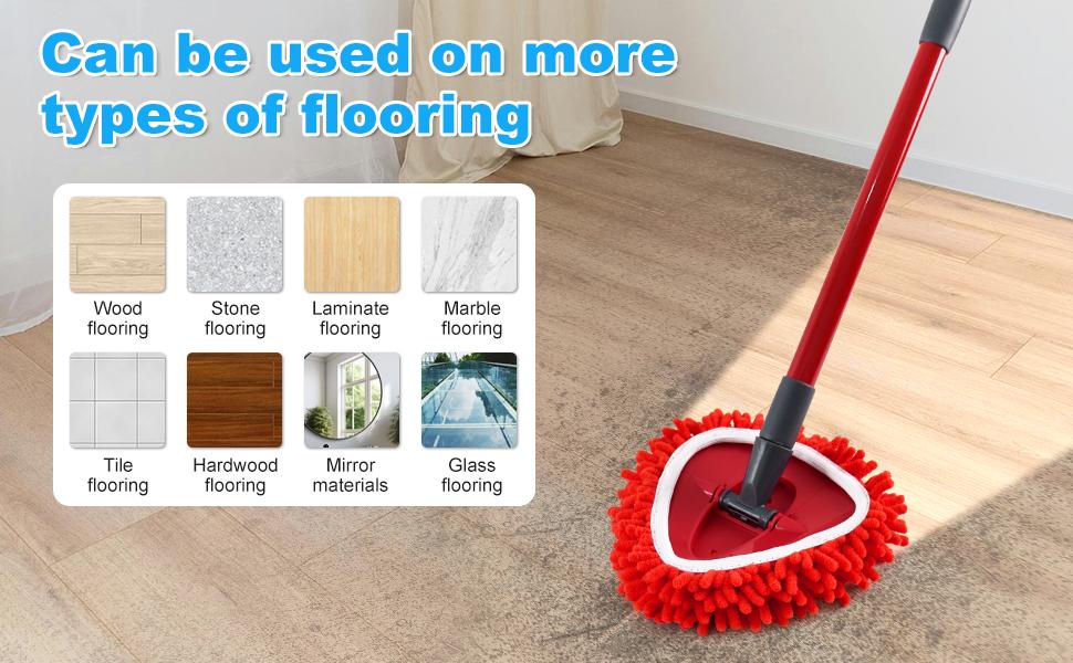 Mop Replace Head for O Cedar, Spin Mop Heads Replacements for Ocedar Easywring 1 Tank Spin Mop, Chenille Duster for Ocedar Mop Include 4 Pack Red Microfiber Chenille Mop Pad for Ocedar Spin Mop