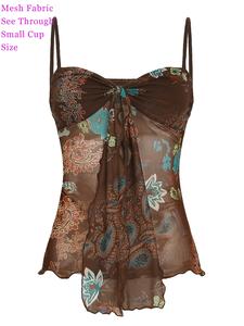 women's floral & paisley print cami top, lady   casual boho vintage floral sleeveless top for summer, women's spaghetti strap clothing for daily wear, womenswear, camisole