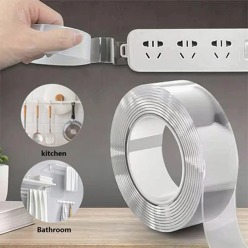 2026 NEW Home Ultra-strong Double Sided Adhesive,Nano Tape Transparent Reusable Waterproof Tapes Heat Resistance Bathroom Home Decoration-9.85FT