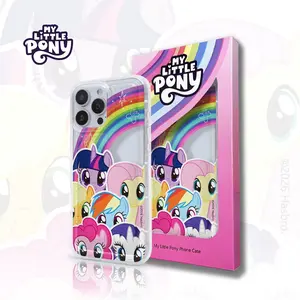 Official My Little Pony Phone Case, Animated Cartoon Girl Heart Rainbow Design, Transparent Protective Cover for Samsung Galaxy & Apple iPhone Series