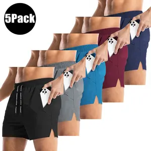 5PCS Men's Ice Silk Quick-dry Cago Shorts with Zippered Pockets  Running Shorts for Beach & Outdoor Wear Comfortable and breathable sportswear 2000s outfits pantalones para hombre Daily wear Plain Fit polyester pants Breatheable