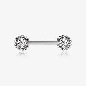 A Pair of Bali Bead Karma Circle Sparkle Threadless Nipple Barbell