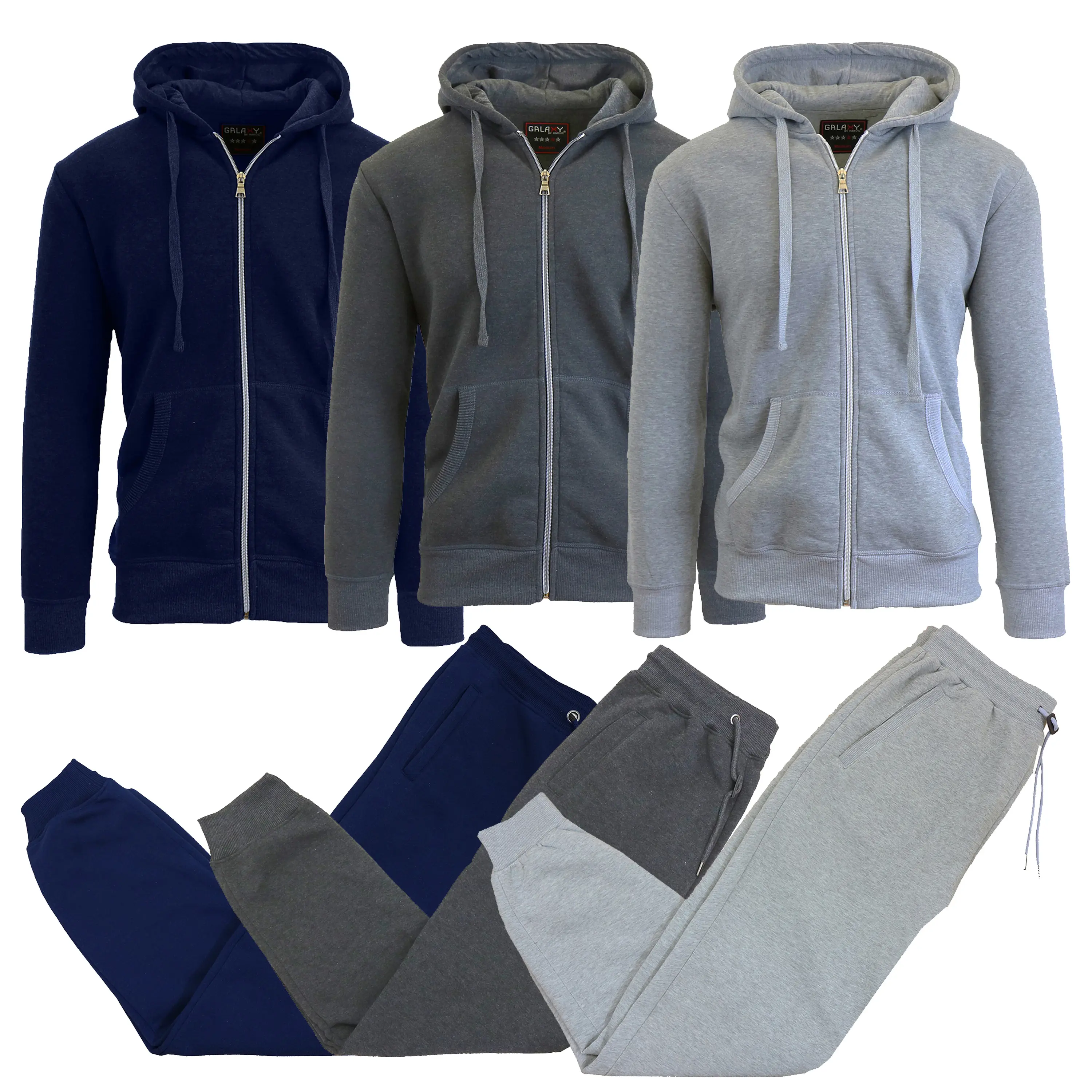 (6-Piece) Navy - Heather Grey - Charcoal Sets