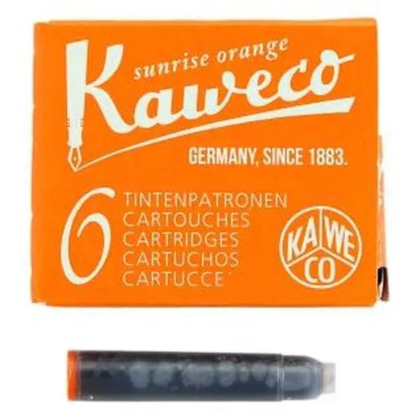 Kaweco Sunshine Orange Fountain Pen Ink Cartridges - Set of 6, 6 Cartridges for Fountain Pens, Writing Stationery for Office, Personal Writing Use