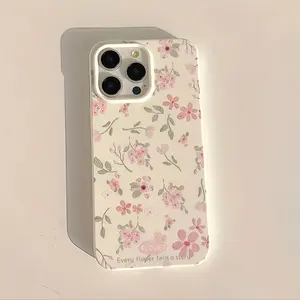 Creative Flower and Leaf Floral Pattern Sweet Fresh Style Mobile Phone Case Suitable for iPhone 16 15 14 13 12 11 Pro Max 14 15 16 Plus XS XR X 8 7