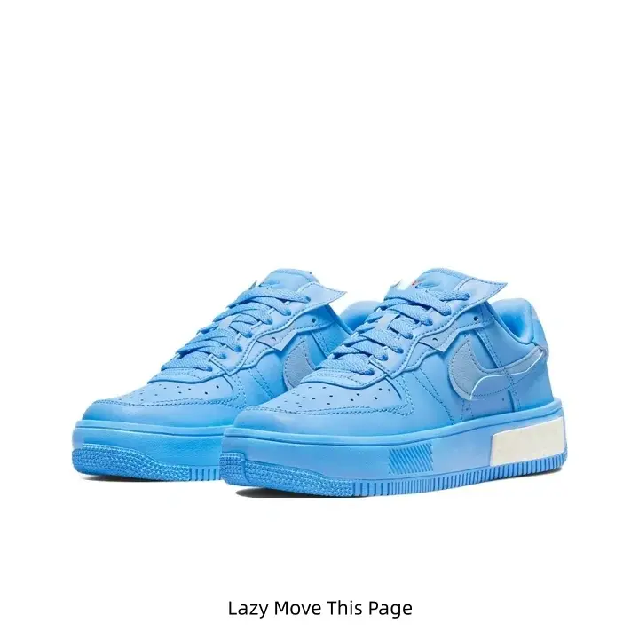 Fashion Monochrome Blue Leather Platform Board Shoes Thick Sole Lace‑Up Streetwear Walking Sneakers For Everyday Outfit