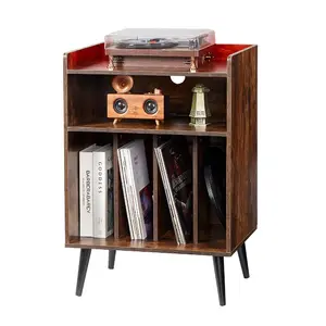 VEVOR Record Player Stand with Charging Station USB Ports, Holds up to 200 Albums, 3-Tier Turntable Stand with Vinyl Record Storage, Record Player Table with Display Shelf for Bedroom, Living Room
