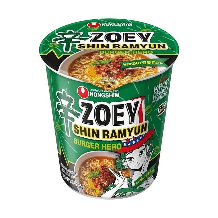 NONGSHIM Rumi Shin Ramyun Burger Hero Flavor Cup Noodle - KPop Demon Hunters Limited Edition, 95g, Salty & Savory, Smoky Notes, Balanced Spice, Rich Broth, For Adults, Ambient, High Carb