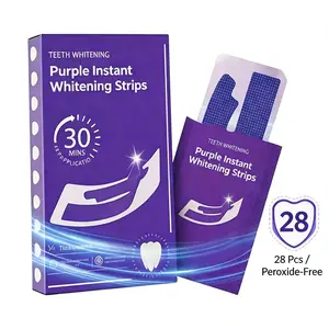 Nectarbellis Teeth Whitening Strips Purple - 14 Treatments/28 Pcs, Peroxide-Free & Enamel Safe for Sensitive Teeth, Color Corrector for Coffee Stains, Gentle Whitening Kit for Brighter Smile, Daily Oral Care, Radiant, Soothing