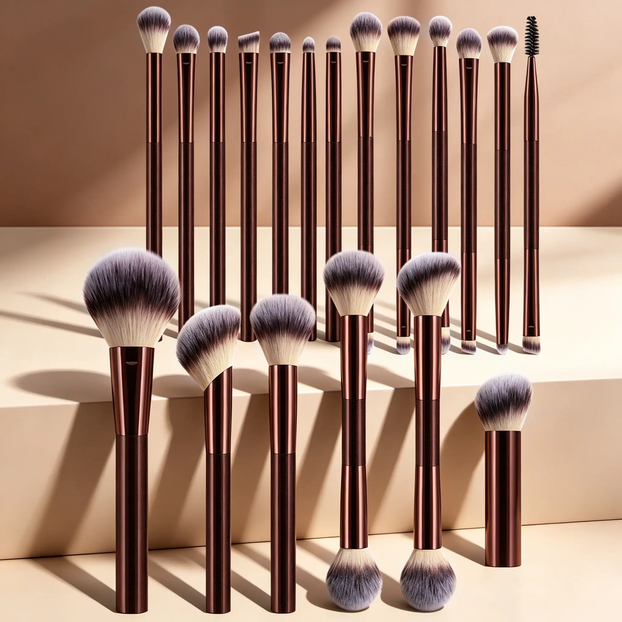 Wine Red Professional Makeup Brushes Set Double-Ended & Multi-Functional Cosmetic Applicators Soft Synthetic Fiber Tools for Foundation Blush Eyeshadow Contour Flawless Daily Makeup