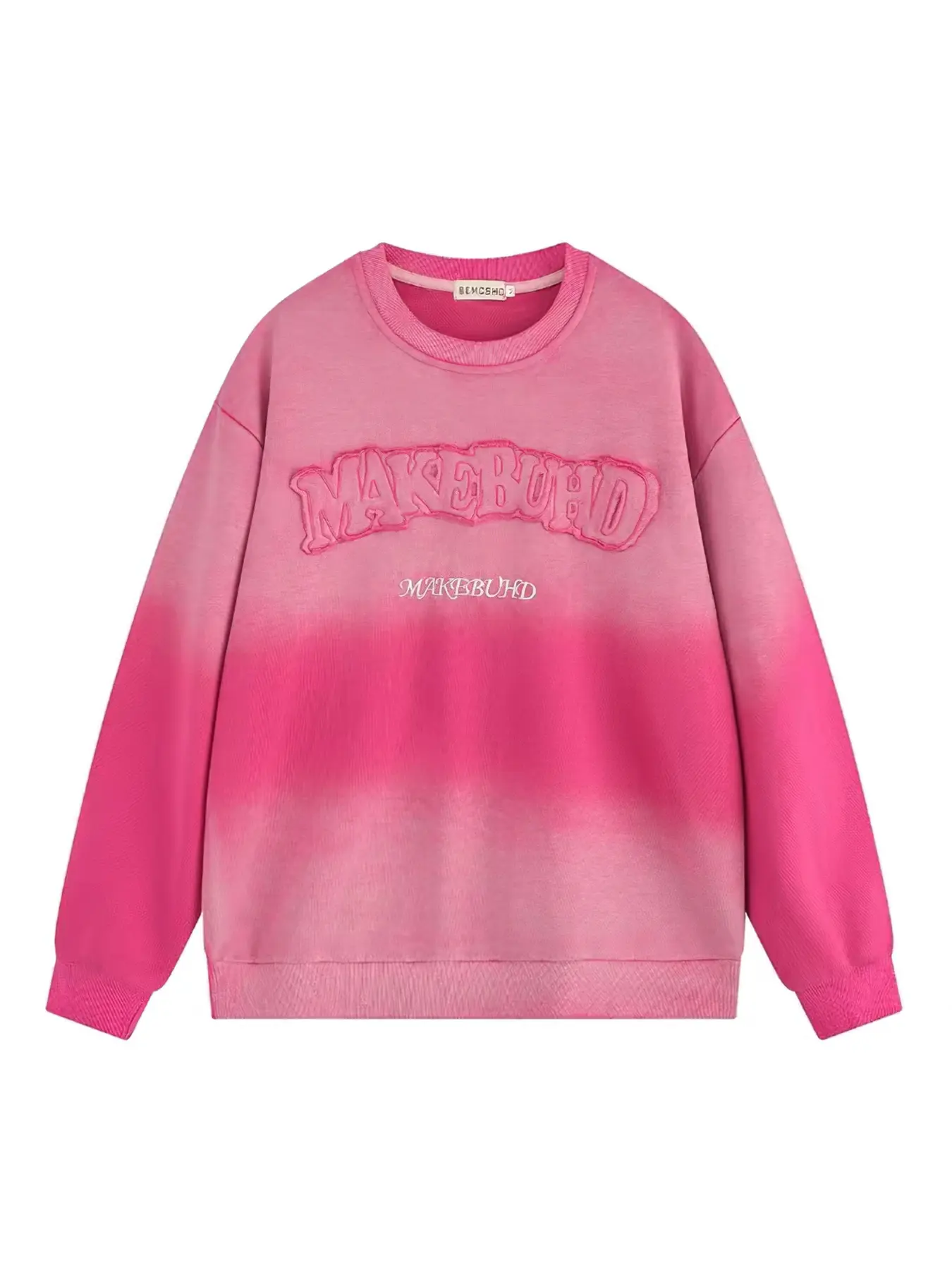 Men's Vintage Tie-Dye Gradient Letter Patchwork Sweatshirt, Casual Fashion Long Sleeve Top, Trendy American Style Pullover