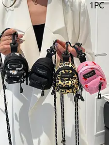 Mini backpack styling Keychain coin purse, Leopard print daisy portable pendant small wallet accessories, trend mini personalized Leopard creative design,  versatile suitable for daily commuting, shopping and dating, etc.