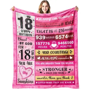 A Birthday Gift for An 18-year-old Girl, Adult 18th Birthday Gift for Girls, Creative 18th Birthday Gift for Girls -18th Birthday Decoration for Girls, Carpet Cover, Decorative Giftable Blankets, Slogan Print Blanket