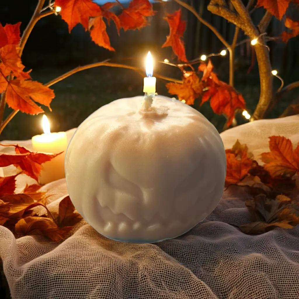 Yojawill Organic Pumpkin-Scented Soy Wax Decorative Candle - Hand-Poured Halloween Fragrance Freshener, Minimalist Pumpkin-Shaped House Decoration for Cozy Room Ambiance