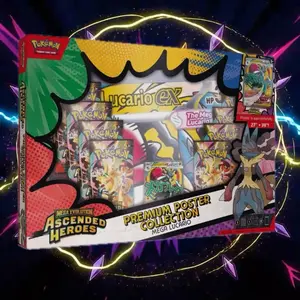 Ascended Heroes Premium Poster Collection Mega Lucario Promo + 10 Packs