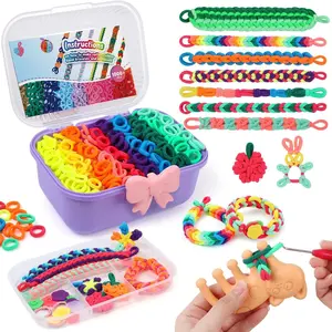 Bracelet Making Kit Arts and Crafts for Girls Ages 8-12, Weaving Loom Bands DIY Toys Birthday Gifts for Kids 6 7 9 10 11 13 Year Old, 1000+ Elastic Cloth Rubber Band Fabric Loops