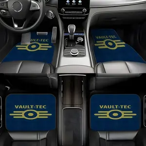 4pcs Fallout Vault Tec Video Game Style Pattern Car Mats, Universal Non-Slip Floor Mats, Easy to Clean, Pet-Friendly Car Accessories, Suitable for Front and Rear Vehicle Use
