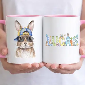 Personalized Easter Bunny Mug with Name, Cool Bunny Coffee Mug, Kids Easter Mug, Cute Bunny Gift, Easter Basket Gift for Kids