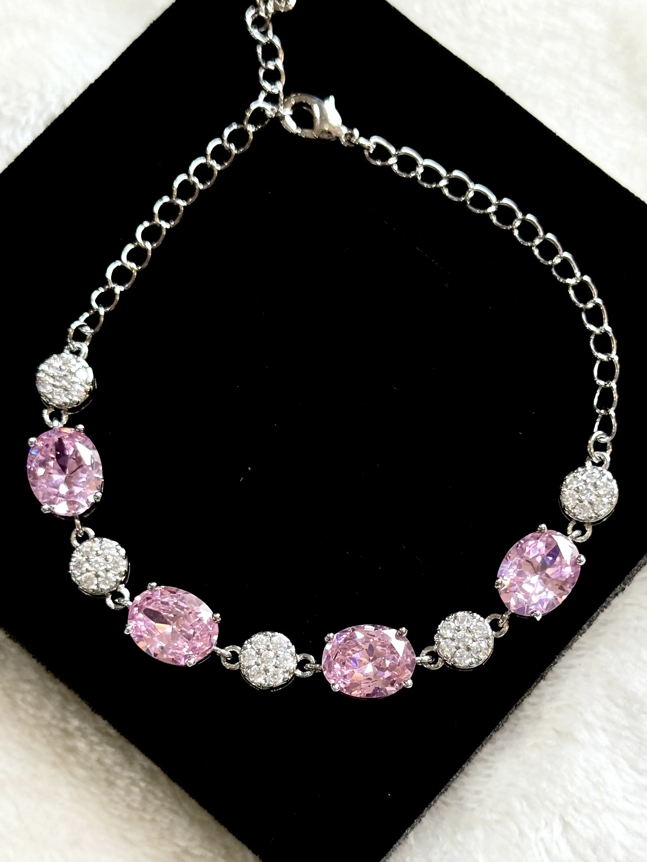 Brilliant Princess Pink Gemstone Bracelet