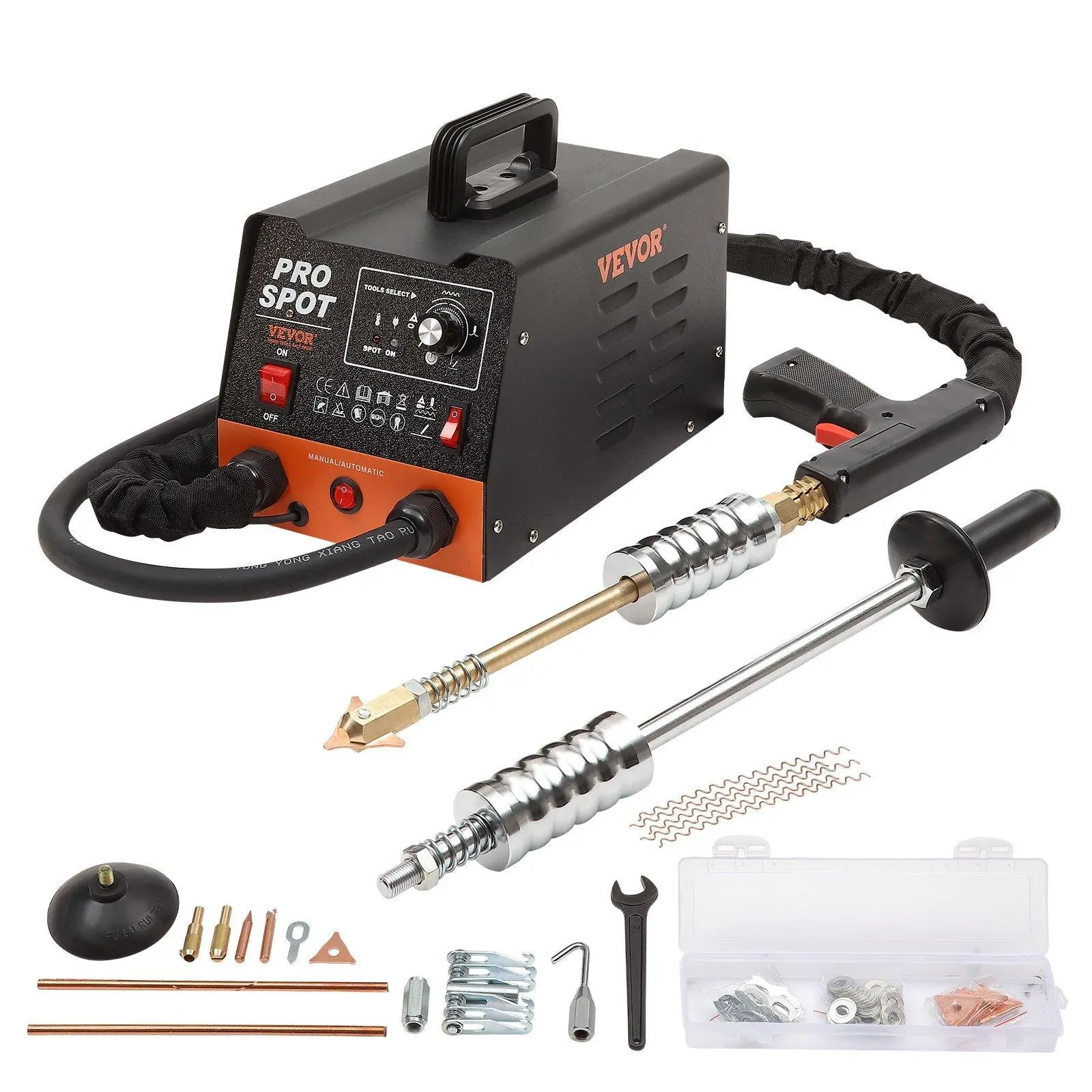 【Summerfinds】VEVOR Stud Welder Dent Repair Kit,  3KW Spot Welder Dent Puller with 6 Welding Modes, Auto Body Spot Welding Dent Puller Machine & 16 Types of Welding Accessories for Car, Truck, Motorcycle Dent Repair