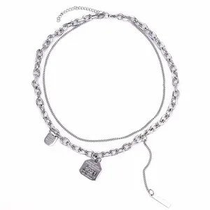 Retro fashion personalized  double layer necklace punk simple fashion accessories