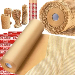 Honeycomb Packing Paper,  15"x230'  Packing Paper for Moving Recyclable Honeycomb Paper Moving Supplies Bubble Paper Wrapping Protective Roll, With 36 Fragile Sticker Labels