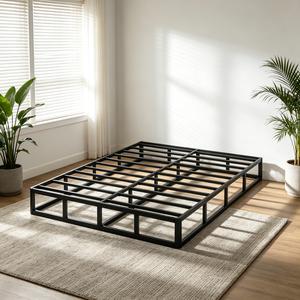 Edenza-Box Spring King 5 7 9 Inch High Metal Twin Full Queen Size with Heavy Duty Mattress Foundation, Fabric Cover, Easy Assemb l y, Quiet Noise-Free, Bedroom Furniture Luxury Bed Frame
