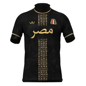 Egypt Soccer Jersey 2026 Wörld Cup Black Away White Home Pharaoh Gold Hieroglyphic Crown Crest Fan Shirt Men Women Loose Casual Streetwear All Season Sport Tee