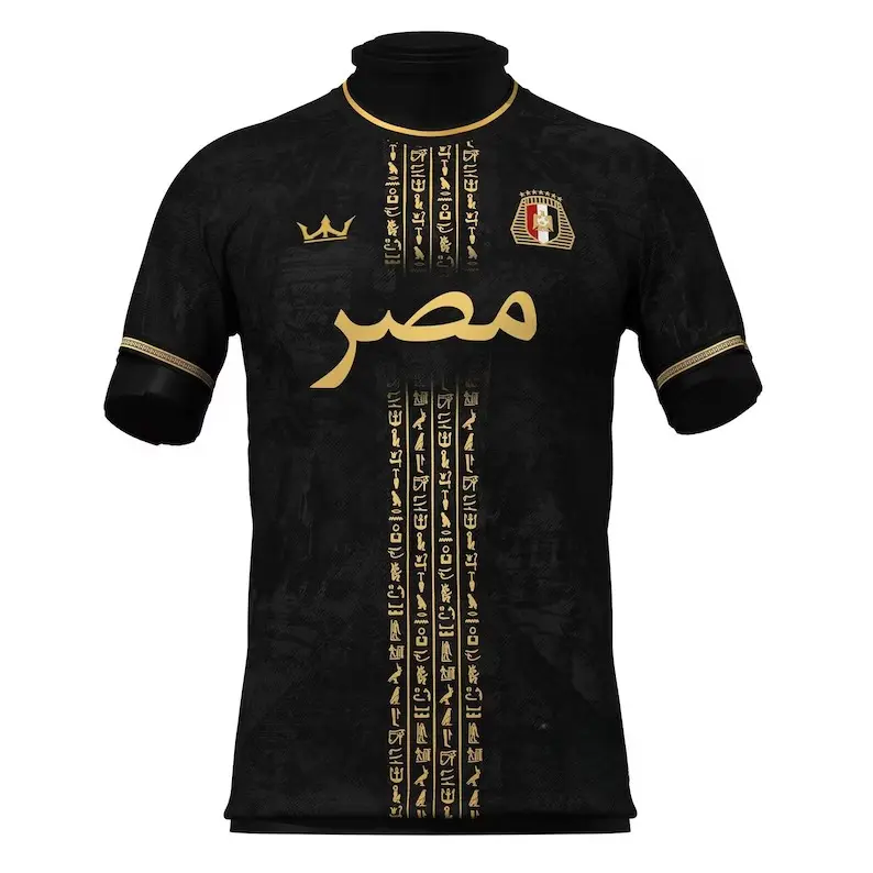 Egypt Soccer Jersey 2026 Wörld Cup Black Away White Home Pharaoh Gold Hieroglyphic Crown Crest Fan Shirt Men Women Loose Casual Streetwear All Season Sport Tee